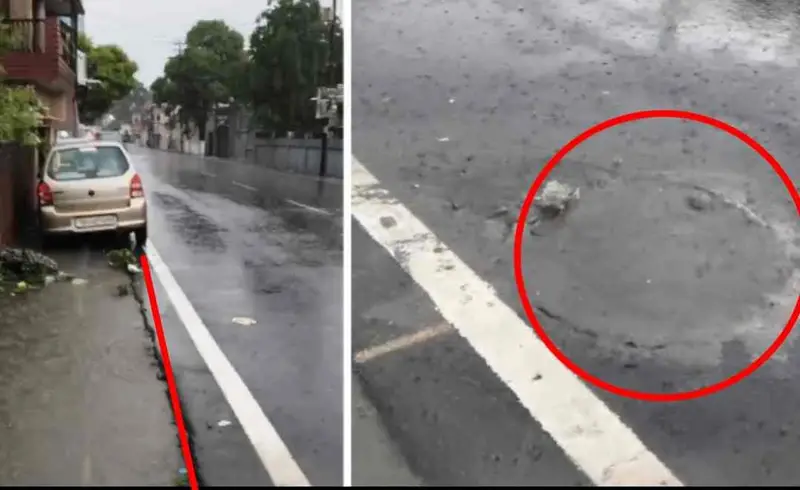 हल्की बारिश में उफनाई कवर नहर, सड़क के नीचे से बहने लगा पानी_खतरे का संकेत!
